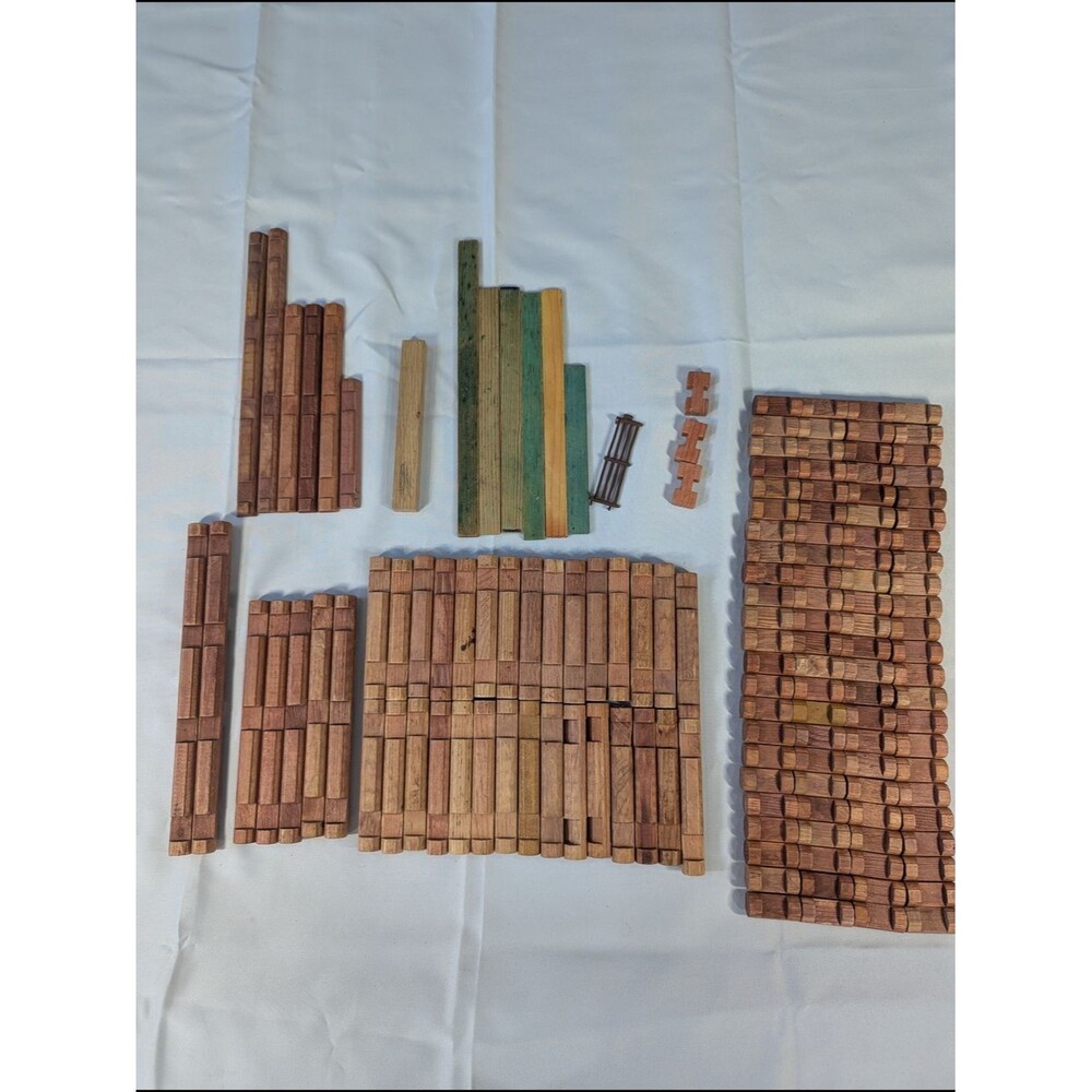 Vintage All Wood Lincoln Logs Bulk Replacement Lot - 192 Pieces
